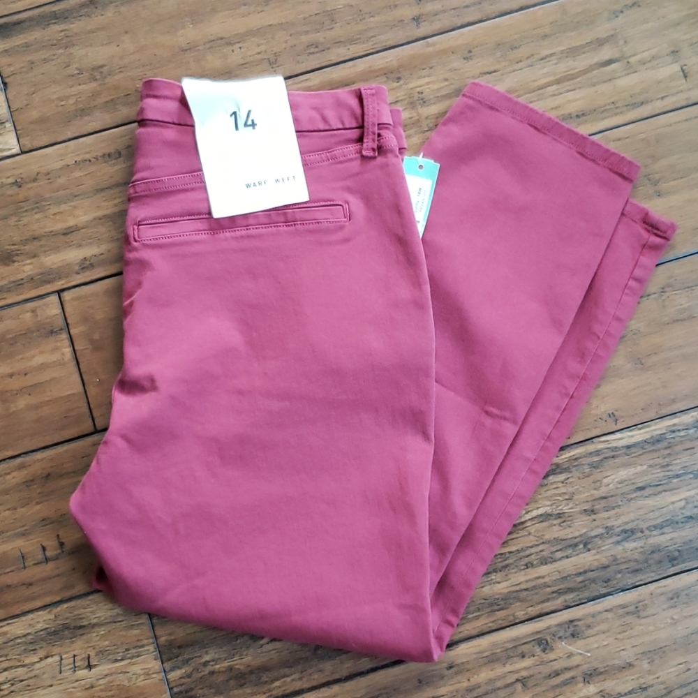 NWT Stitchfix Warp + Weft Burgundy Straight Leg Pant size 14W, Oak, Oakland